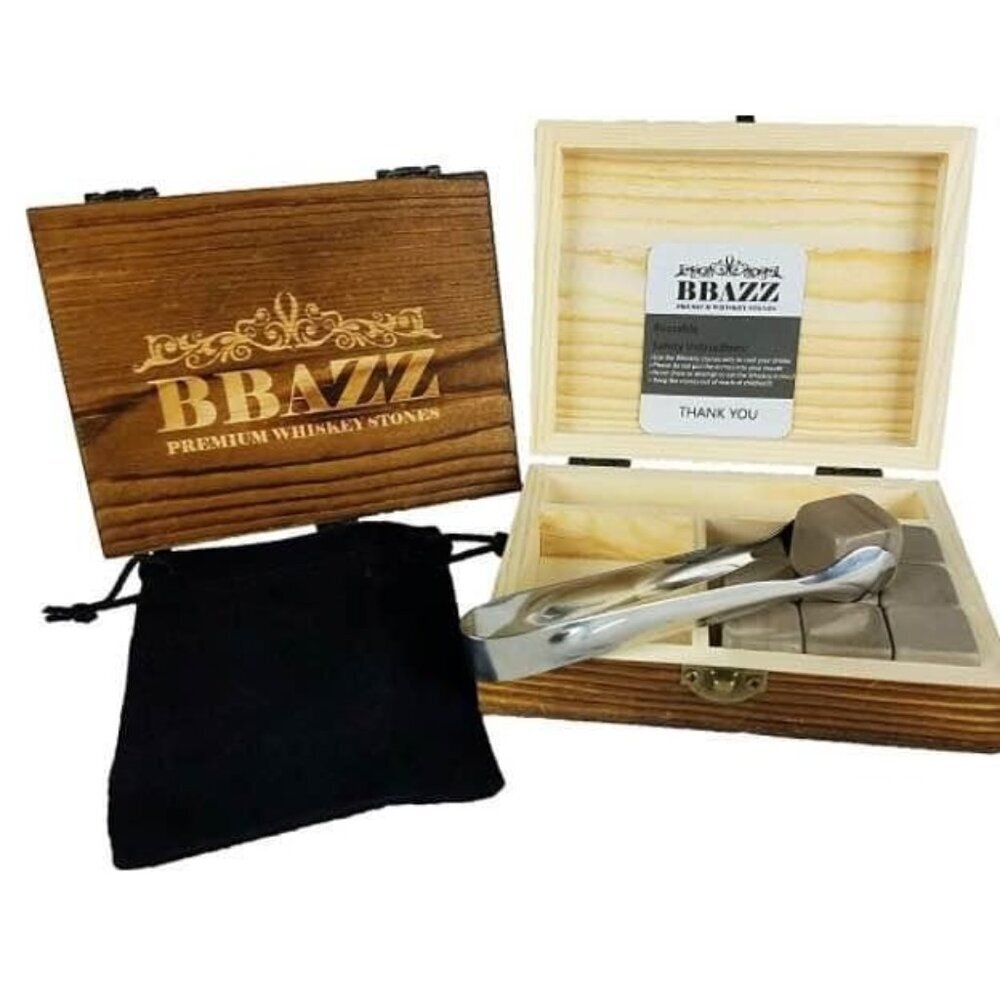 New Premium Whiskey Stones Sealed Wooden Box Gift Set